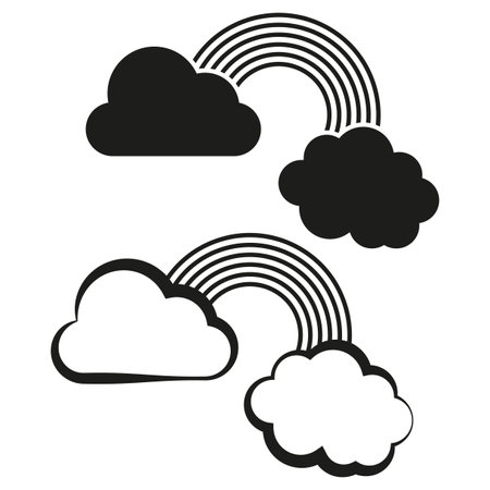 Clouds and Rainbows Icon Set. Weather and optimism vector illustration. EPS 10.のイラスト素材