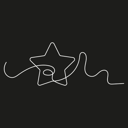 Continuous star sketch. Black canvas backdrop. Minimalist single line. Vector illustration. EPS 10.のイラスト素材