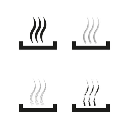 Warm air icon set. Rising steam symbols. Vector illustration. EPS 10.のイラスト素材
