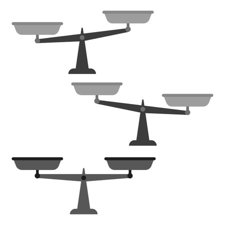 Balance scale set. Weighing instrument collection. Justice and measurement concept. Vector illustration. EPS 10.のイラスト素材