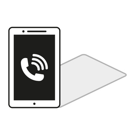 Smartphone call icon. Mobile phone communication symbol. Touchscreen device with call sign. Vector illustration. EPS 10.のイラスト素材