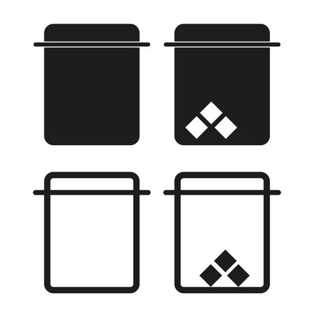 Trash bins Vector icons. Waste containers with and without recycle symbol. Monochrome garbage can set.のイラスト素材