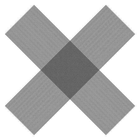 Abstract striped artwork. Monochrome cross illusion. Geometric lines pattern. Optical art.のイラスト素材