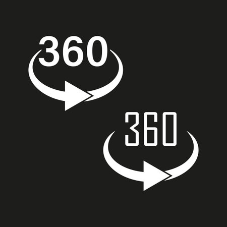 360 degree rotation concept. Vector full circle arrows. Complete turn symbols.のイラスト素材