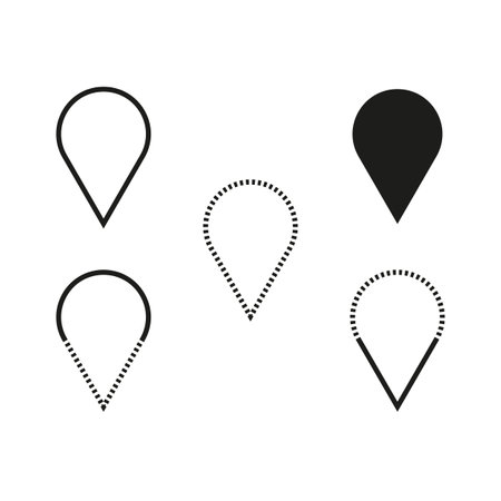 Location marker icons set. Various map pin symbols. Vector navigation pointers collection.のイラスト素材