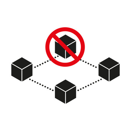 Network restriction concept with prohibited cube. No file sharing or transfer symbol. Data access control. Vector illustration. EPS 10.のイラスト素材