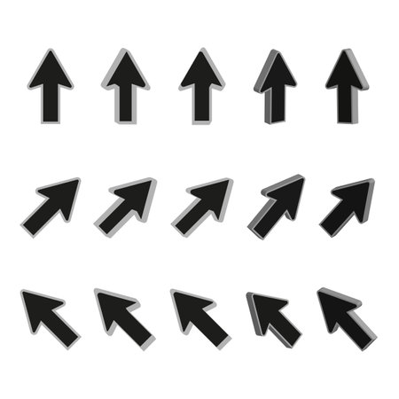 Directional arrows collection. 3D pointer vector set. Navigation icons design.のイラスト素材