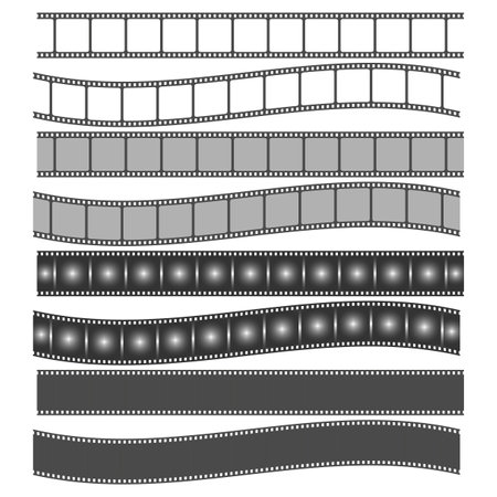 Filmstrip vector sequence. Cinematography film frames. Gradient light effect. Classic movie reels.のイラスト素材