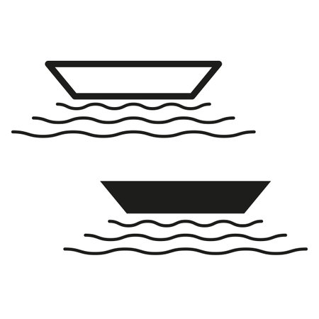 Boats on water simple illustration. Nautical vessel icons Vector. Marine transport symbols.のイラスト素材