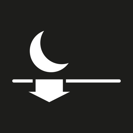 Moon and arrow. Night navigation. Black background. Vector icon. EPS 10.のイラスト素材