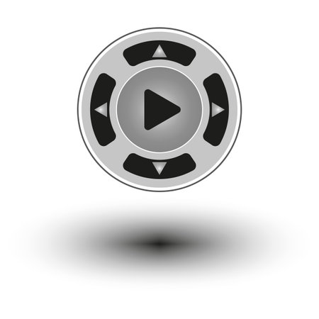 Circular play button. Multimedia control. Silver and black. Vector icon.のイラスト素材
