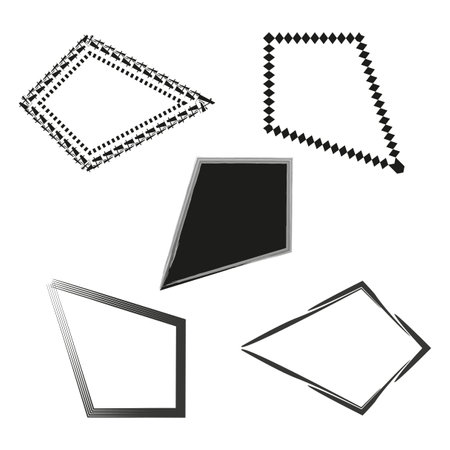 Abstract frame vector. Geometric diamond shapes. Decorative border set. Black and white design.のイラスト素材