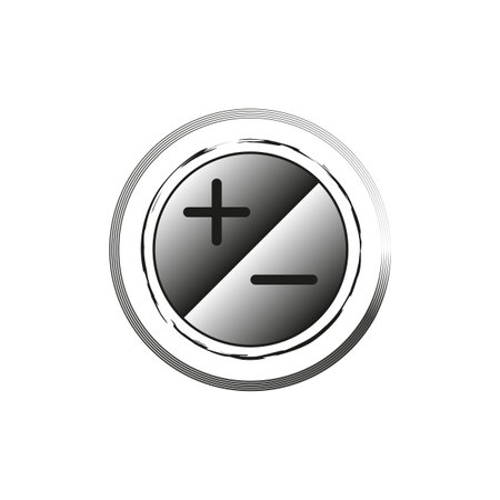 Plus minus button. Black and white. Circular icon. Vector illustration.のイラスト素材