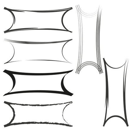 Abstract banner frames. Curved lines design. Black and white style. Vector illustration.のイラスト素材