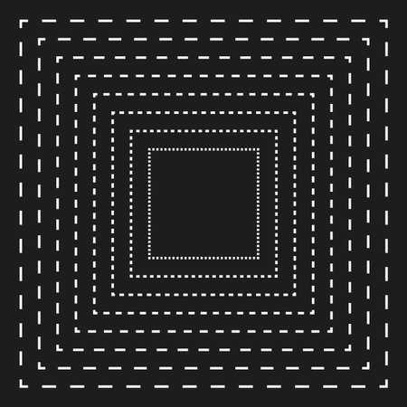 Geometric square pattern. Dashed lines design. Black background. Vector illustration.のイラスト素材