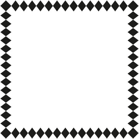 Abstract diamond border. Geometric square frame. Black and white design. Vector illustration.のイラスト素材
