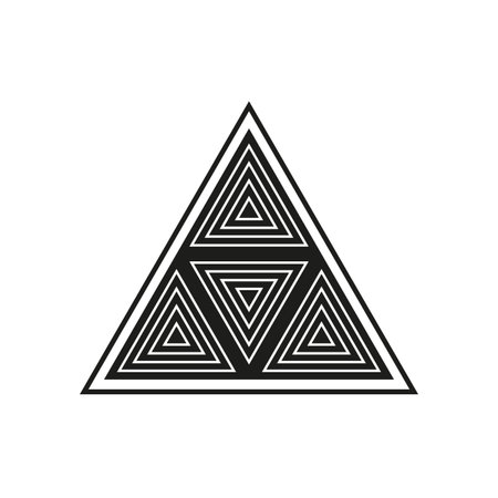Abstract triangle pattern. Concentric geometric design. Black and white contrast. Vector illustration.のイラスト素材
