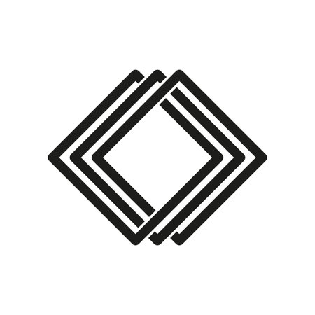 Interlocked square icon. Abstract geometric shapes. Overlapping black lines. Vector design.のイラスト素材