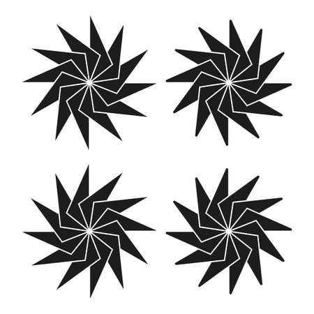 Black star patterns. Geometric vector shapes. Abstract design elements. Graphic symbols set.のイラスト素材