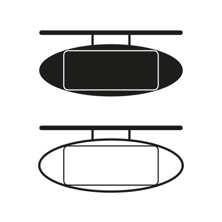 Oval signboard icons. Blank space inside. Vector symbol. Hanging design.のイラスト素材