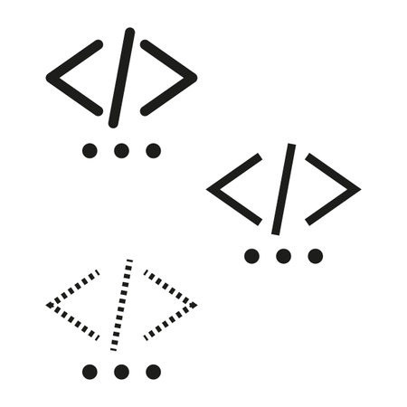 Coding icon set. Programming symbols vector. Developer code illustration. Abstract tech design.のイラスト素材