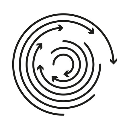 Circular arrow pattern. Abstract spiral shape. Dynamic vector illustration. Rotational design element.のイラスト素材