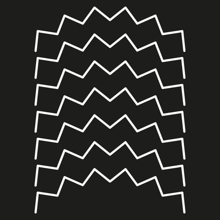 Zigzag pattern design. White lines. Black background. Vector art.のイラスト素材