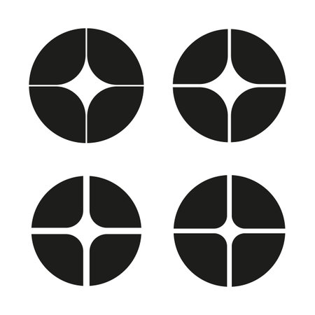 Geometric vector icons. Circular abstract shapes. Modern black symbols. Minimalistic design elements.のイラスト素材
