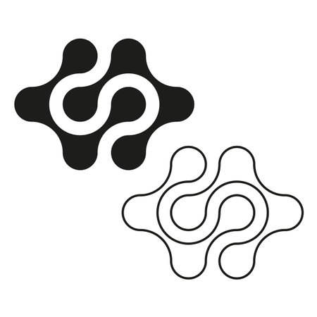 Abstract network symbols. Curved line icons. Vector connection shapes. Modern outline design.のイラスト素材