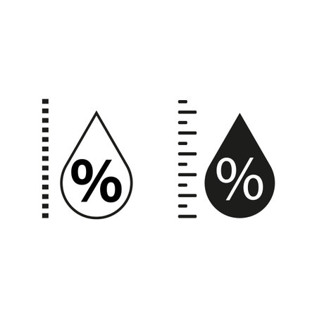 Humidity percentage icons. Two variations. White background. Measurement symbols.のイラスト素材