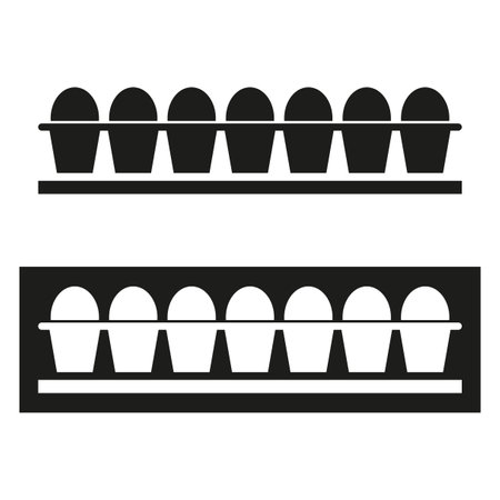 Egg carton illustration. Black and white design. Vector icon. Minimalist concept.のイラスト素材