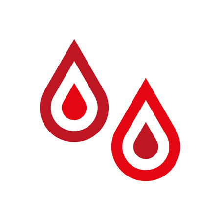 Blood drop icon. Red medical symbol. Simple vector design. Health and donation concept.のイラスト素材