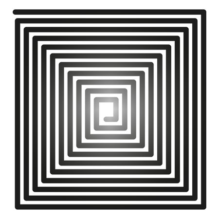 Square spiral pattern. Black and white vector. Geometric design symbol. Abstract gradient effect.のイラスト素材