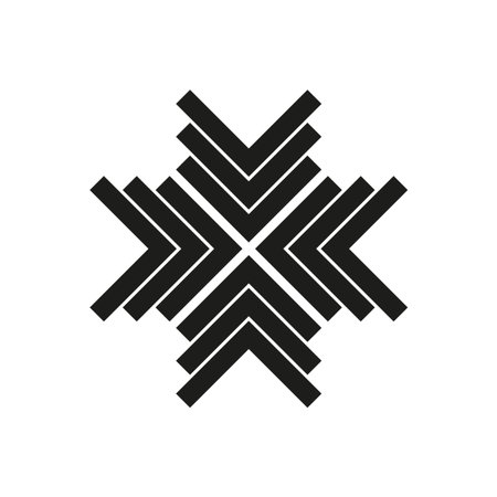 Geometric arrow pattern. Symmetrical abstract design. Black vector icon. Modern art element.のイラスト素材