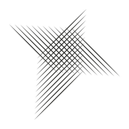 Abstract star shape. Black intersecting lines. Geometric design. White background.のイラスト素材