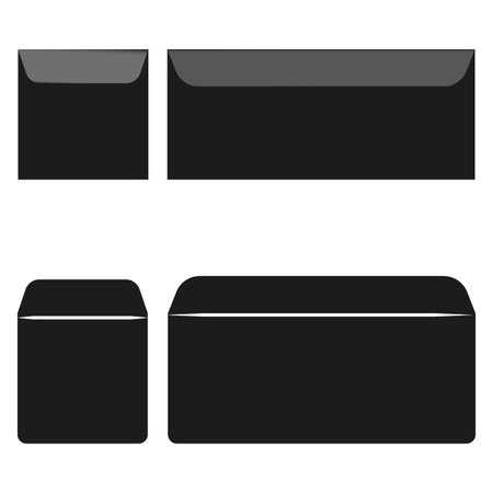 Box icons set. Black packaging symbols. Different box shapes. Vector illustration.のイラスト素材