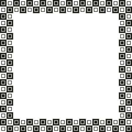Geometric square frame. Black and white. Modern minimal border. Abstract vector pattern.のイラスト素材