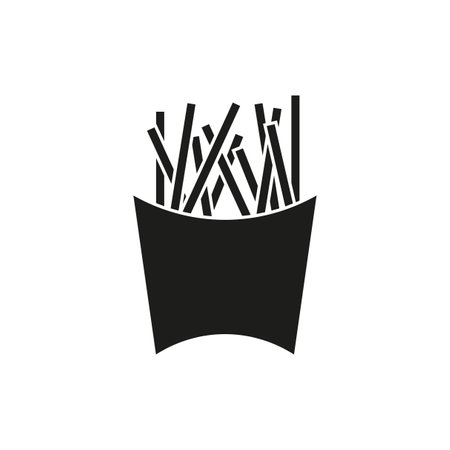 French fries vector icon. Fast food silhouette. Black and white symbol. Simple design.のイラスト素材
