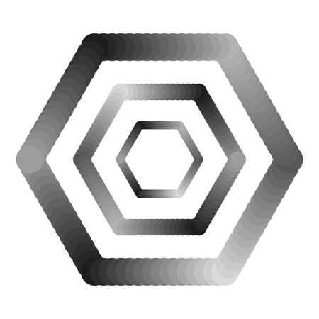 Hexagon tunnel icon. Geometric abstract shape. Futuristic vector design. Monochrome gradient pattern.のイラスト素材