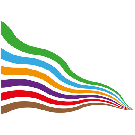 Colorful wave lines. Flowing ribbon design. Abstract vector pattern. Dynamic curve shapes.のイラスト素材