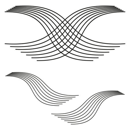 Interwoven curved lines. Dynamic wave pattern. Abstract vector illustration. Minimalist design.のイラスト素材