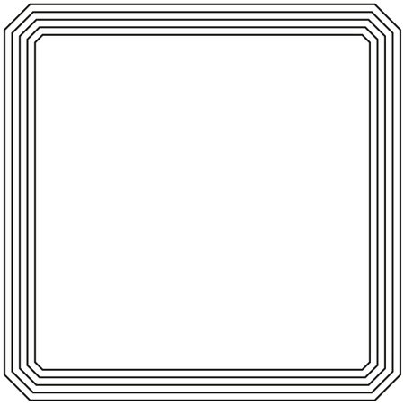 Geometric square frame. Thin black line border. Minimalist abstract design. Symmetrical vector layout.のイラスト素材