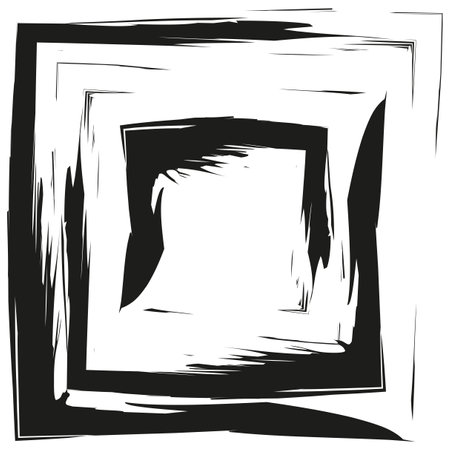 Abstract brush frame. Bold square border. Rough artistic edge. Vector black stroke.のイラスト素材