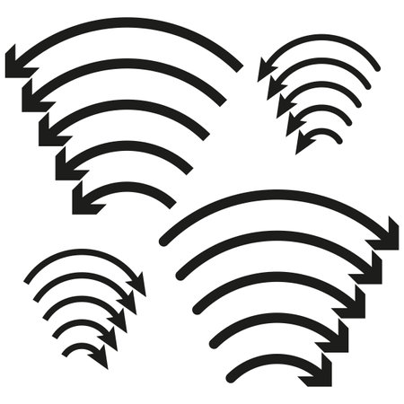 Wi Fi signal. Vector arrow icon. Curved wave symbol. Simple Wi Fi shape.のイラスト素材