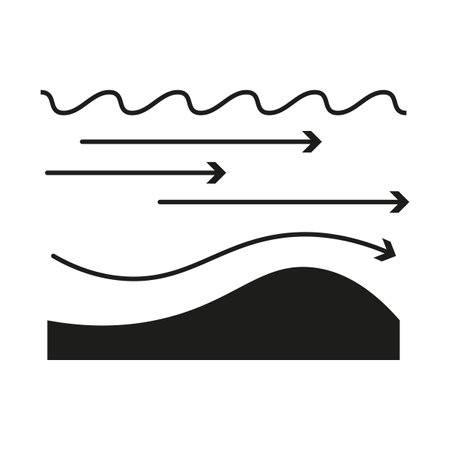 Wind flow icon. Air movement arrows. Atmospheric vector design. Weather pattern symbol.のイラスト素材