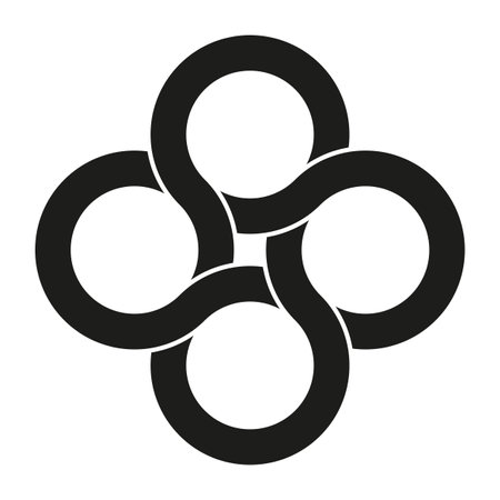 Interlocking circle icon. Geometric knot symbol. Vector abstract shape. Black bold design.のイラスト素材