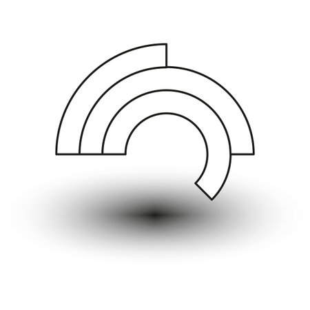 Black and white abstract semi circle with an overlaid shadow. Minimalist design.のイラスト素材