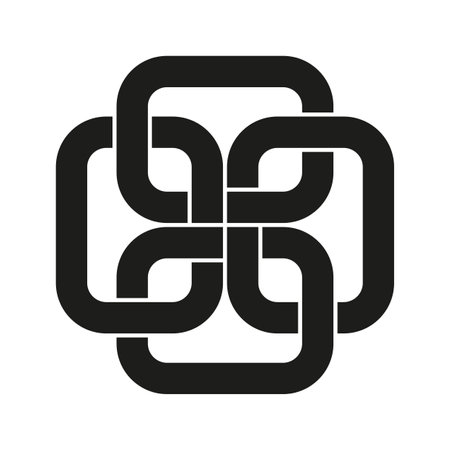 Abstract knot icon. Intertwined lines symbol. Complex geometric shape. Black decorative design.のイラスト素材