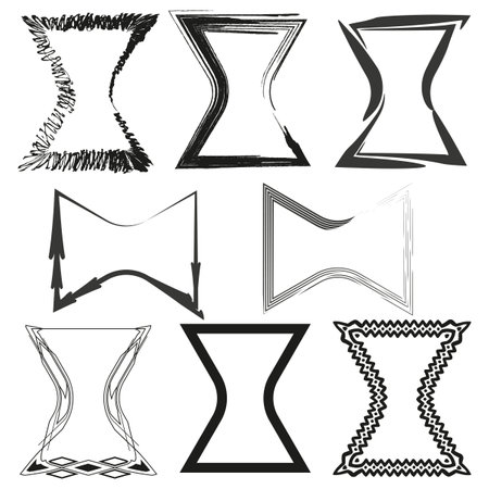Curved frame icons. Distorted border shapes. Abstract rectangular symbols. Vector design.