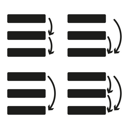 Stacked arrows icon. Process flow symbols. Simple arrow shapes. Vector arrow design.のイラスト素材
